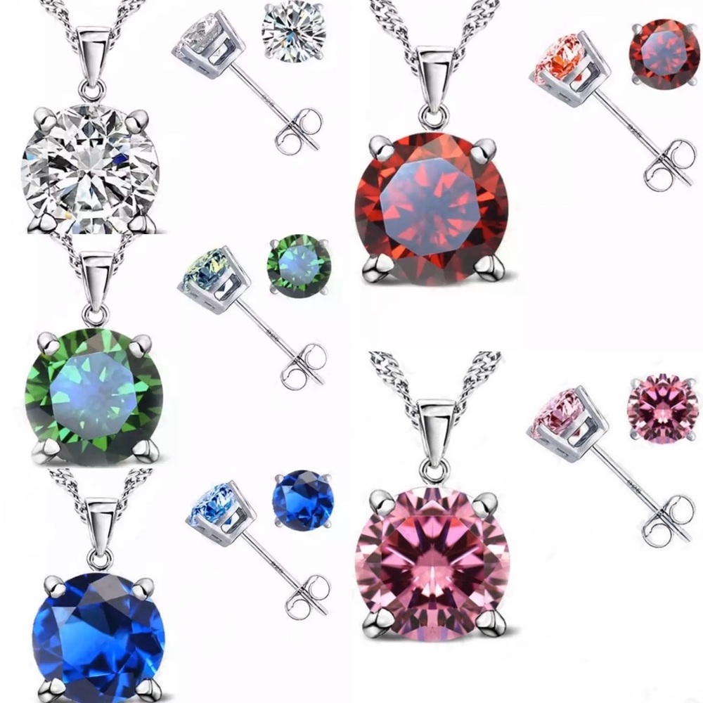 NEW .925 Sterling Silver Earring and Necklace Set